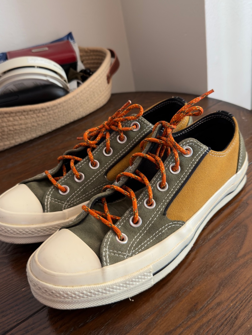 Converse Low-Top Sneakers in Olive, Mustard & Orange